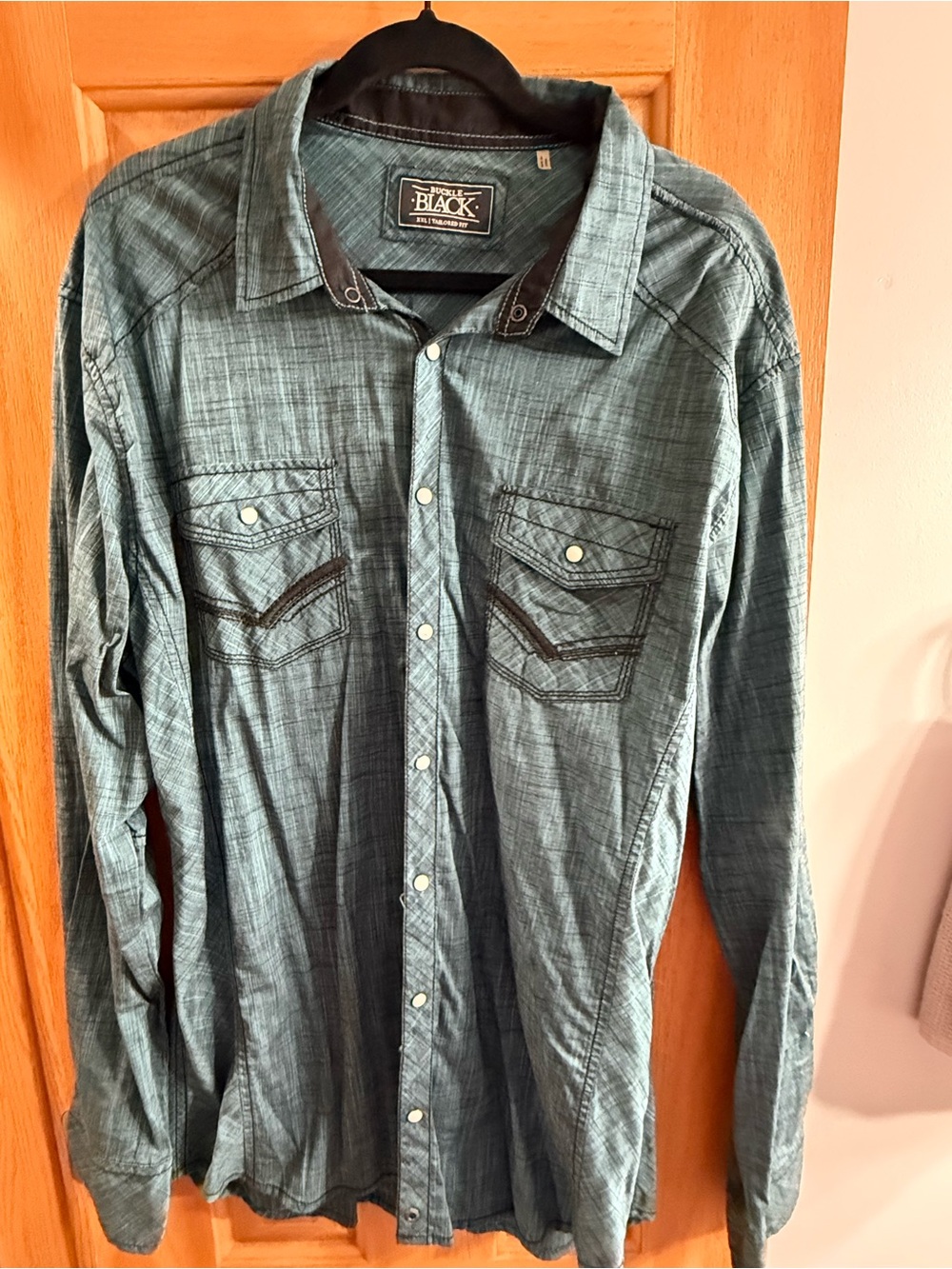 Buckle Black Men's Washed Teal Long-Sleeve Button-Down Shirt